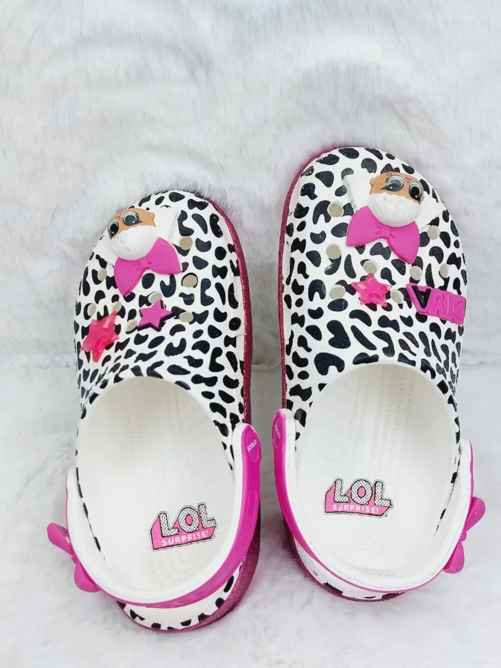Crocs Girl's Pink Black LOL Surprise DIVA Classic Slip-On Casual Clogs Size 5